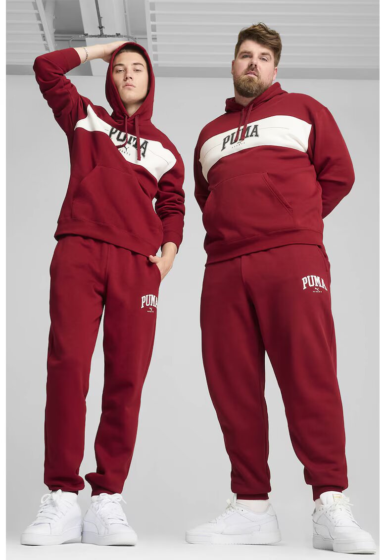Puma Pantaloni de trening cu logo Squad - Alb/Rosu inchis