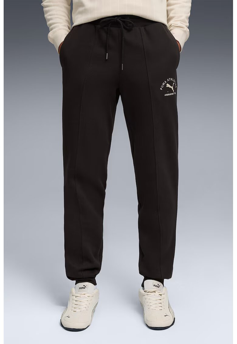 Puma Pantaloni de trening din amestec de bumbac cu buzunare laterale - Negru