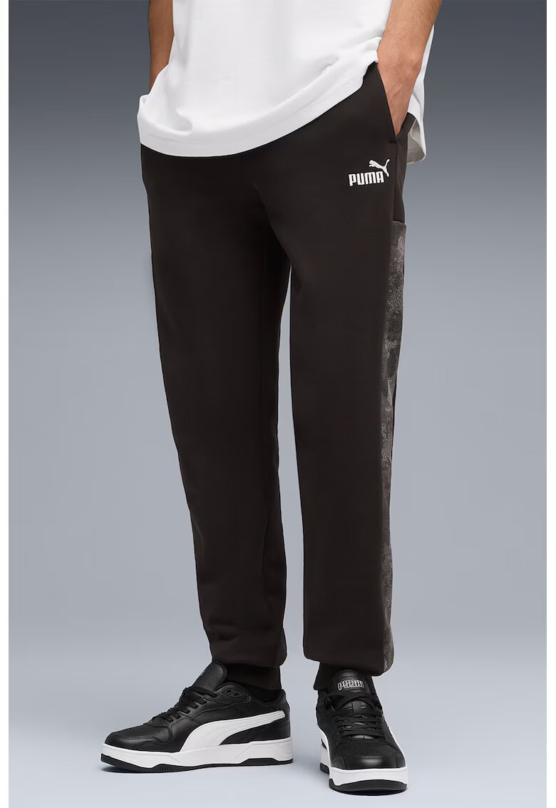 Puma Pantaloni de trening din amestec de bumbac cu buzunare laterale - Negru