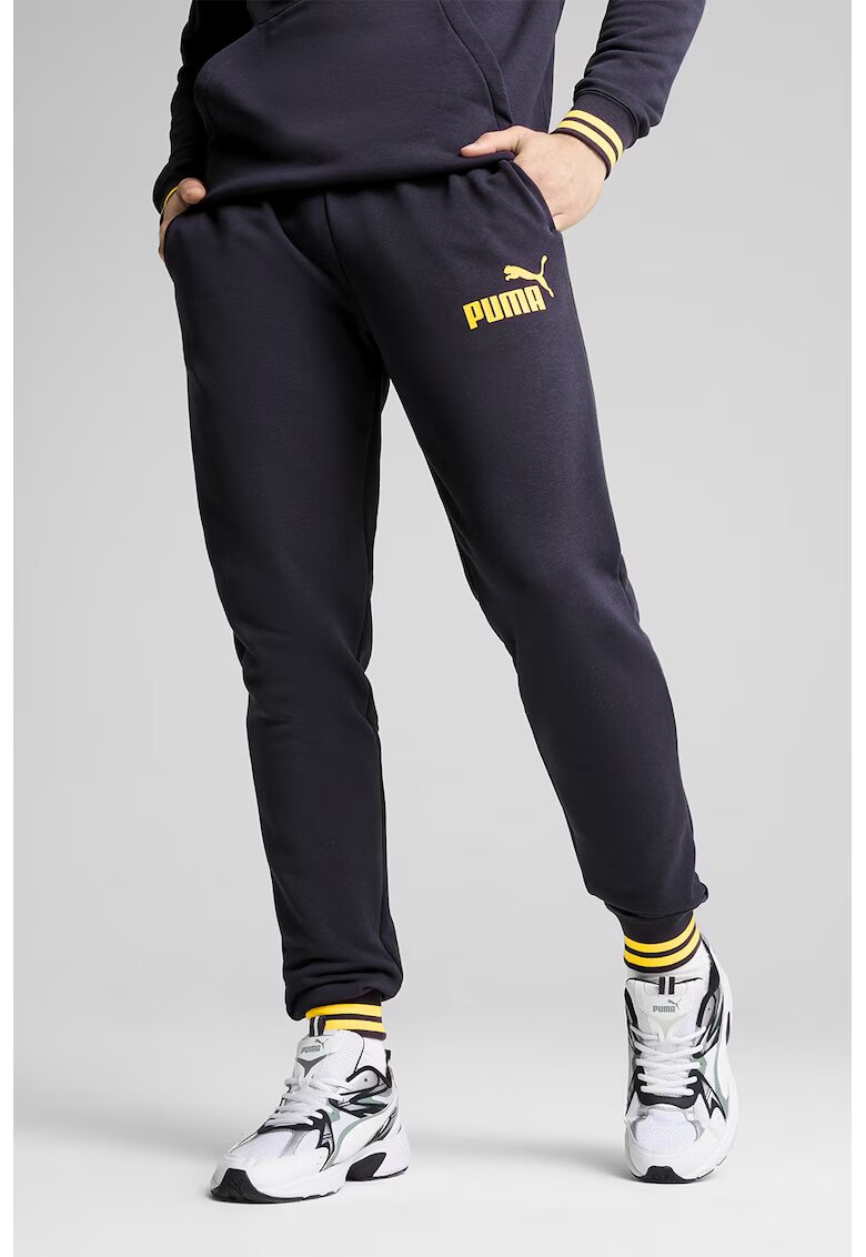 Puma Pantaloni de trening din amestec de bumbac cu mansete elastice - Albastru ultramarin