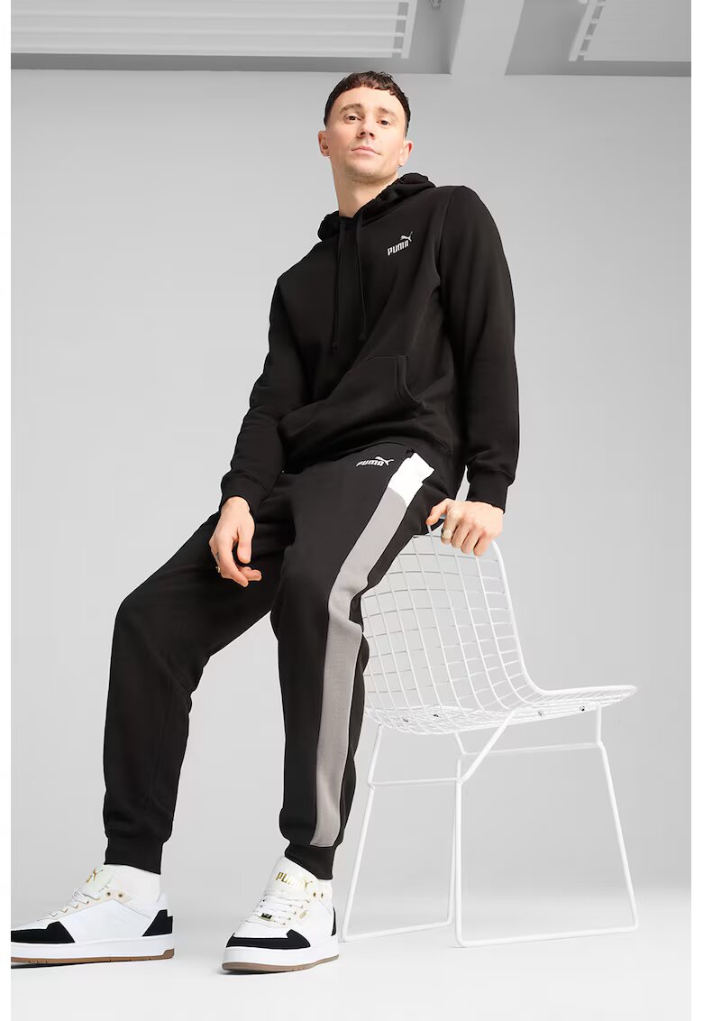 Puma Pantaloni de trening relaxed fit cu benzi contrastante laterale - Negru