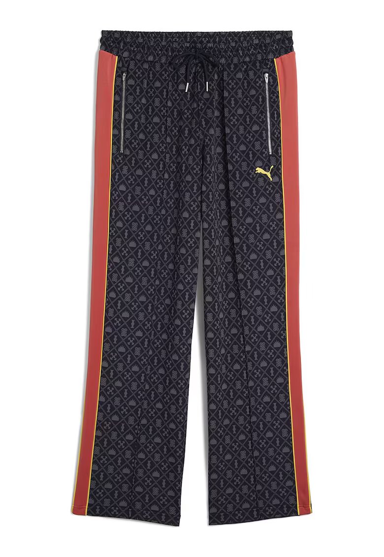 Puma Pantaloni relaxed fit cu logo si buzunare cu fermoar - Portocaliu/Negru stins