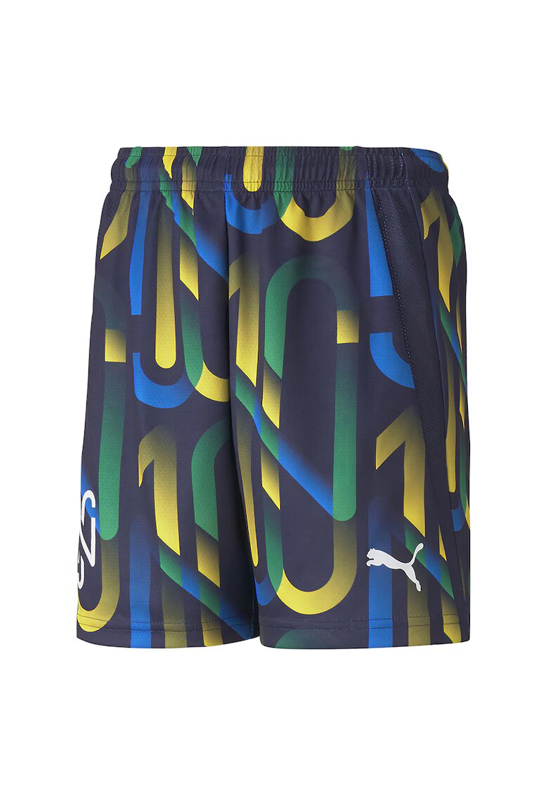 Puma Pantaloni scurti cu imprimeu - pentru fotbal Hero - Alb/Galben/Bleumarin