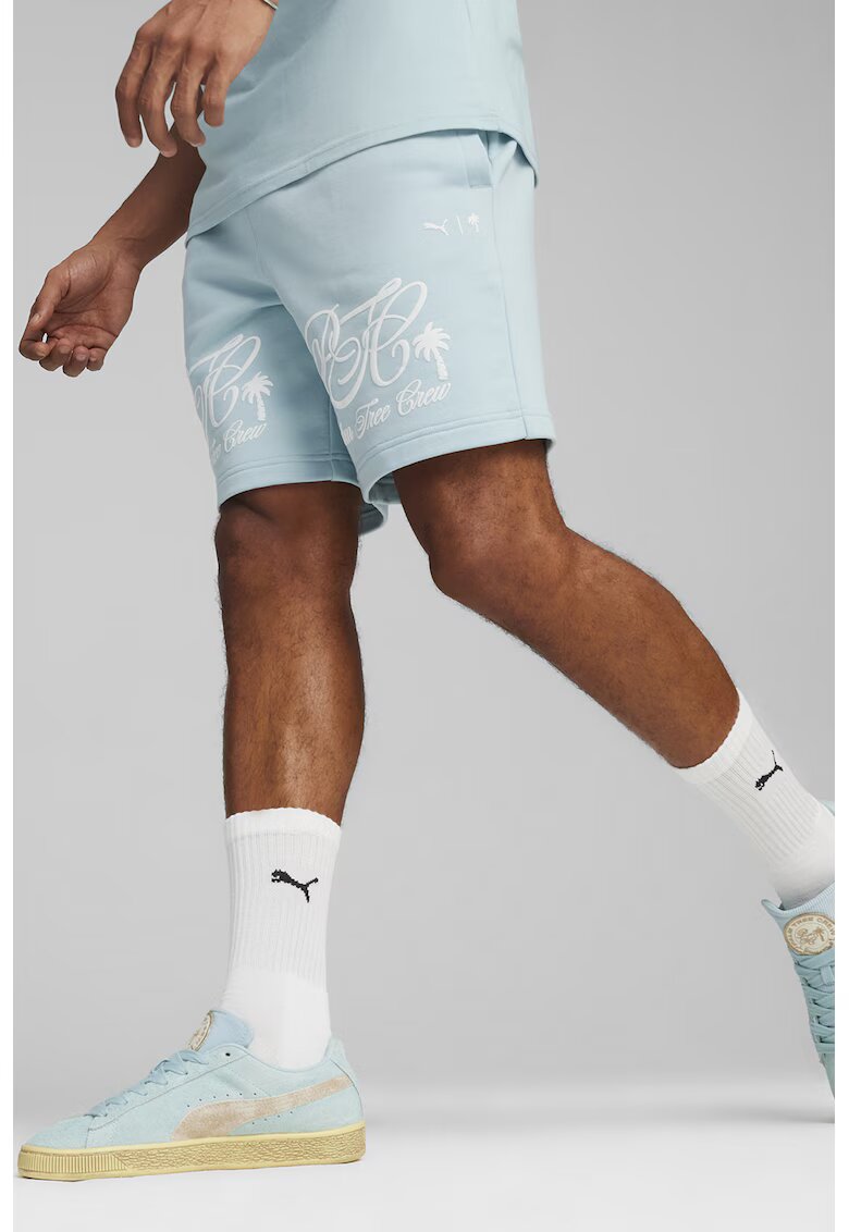 Puma Pantaloni scurti cu imprimeu si snur de ajustare in talie - Albastru glaciar