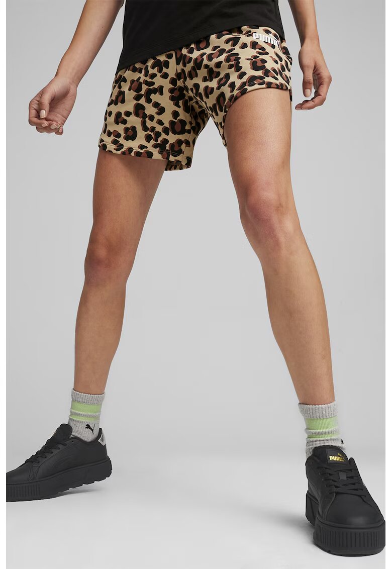 Puma Pantaloni scurti cu model cu animal print - Negru/Maro/Maro nisip