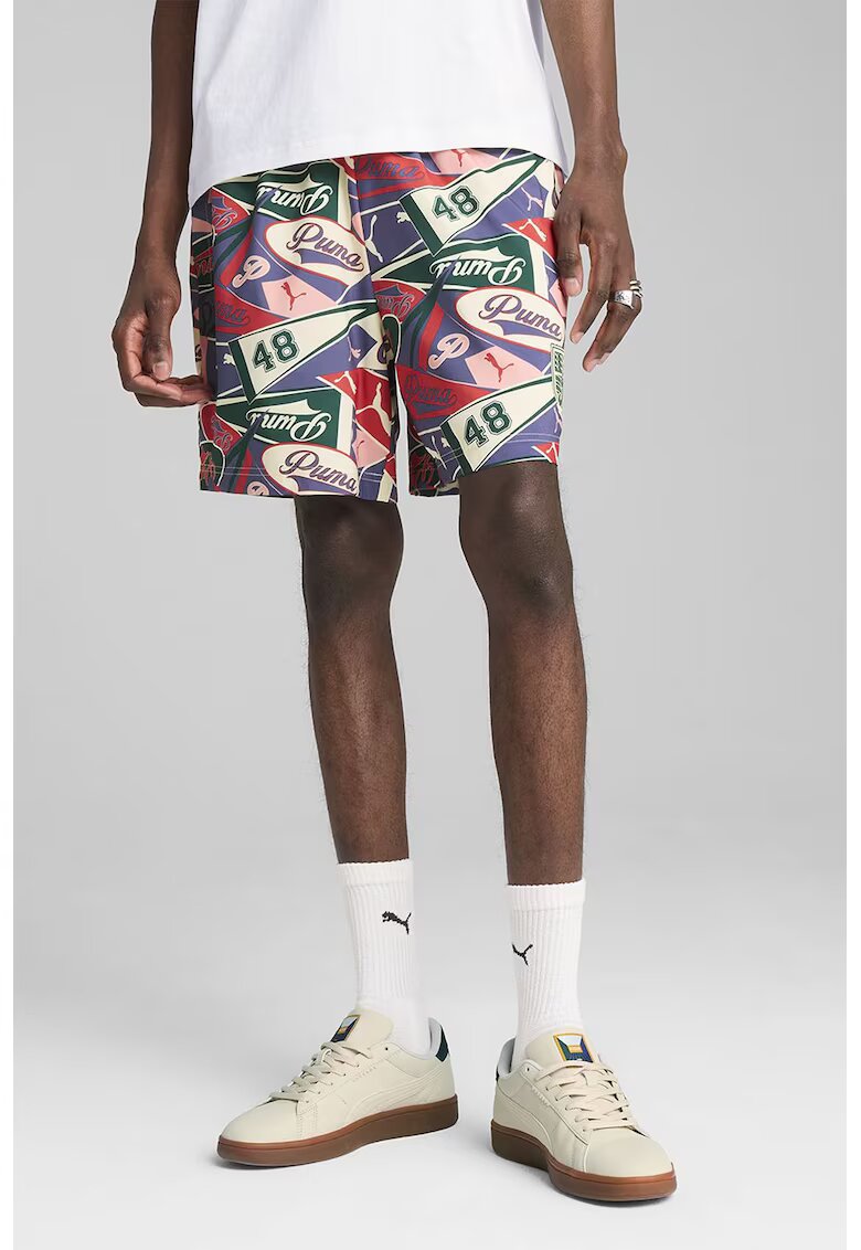 Puma Pantaloni scurti cu model - Rosu/Verde/Violet