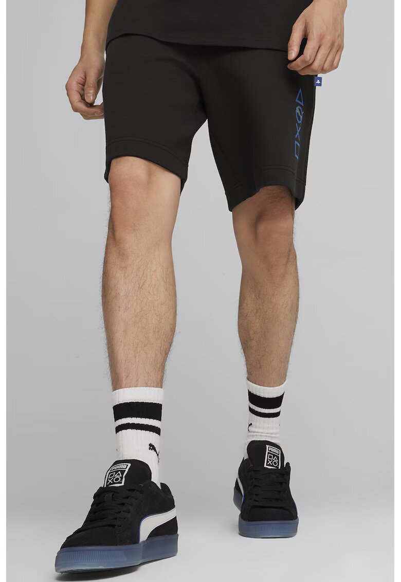 Puma Pantaloni scurti cu snur de ajustare in talie - Negru/Albastru