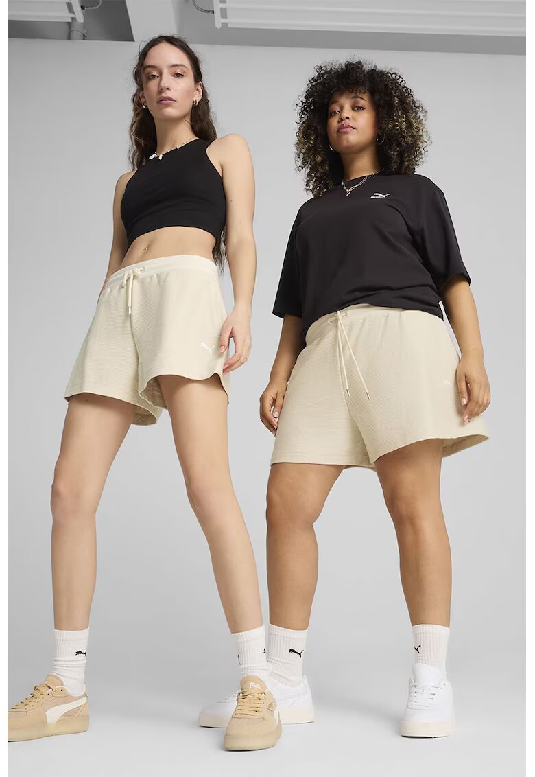 Puma Pantaloni scurti cu snur in talie - Bej deschis