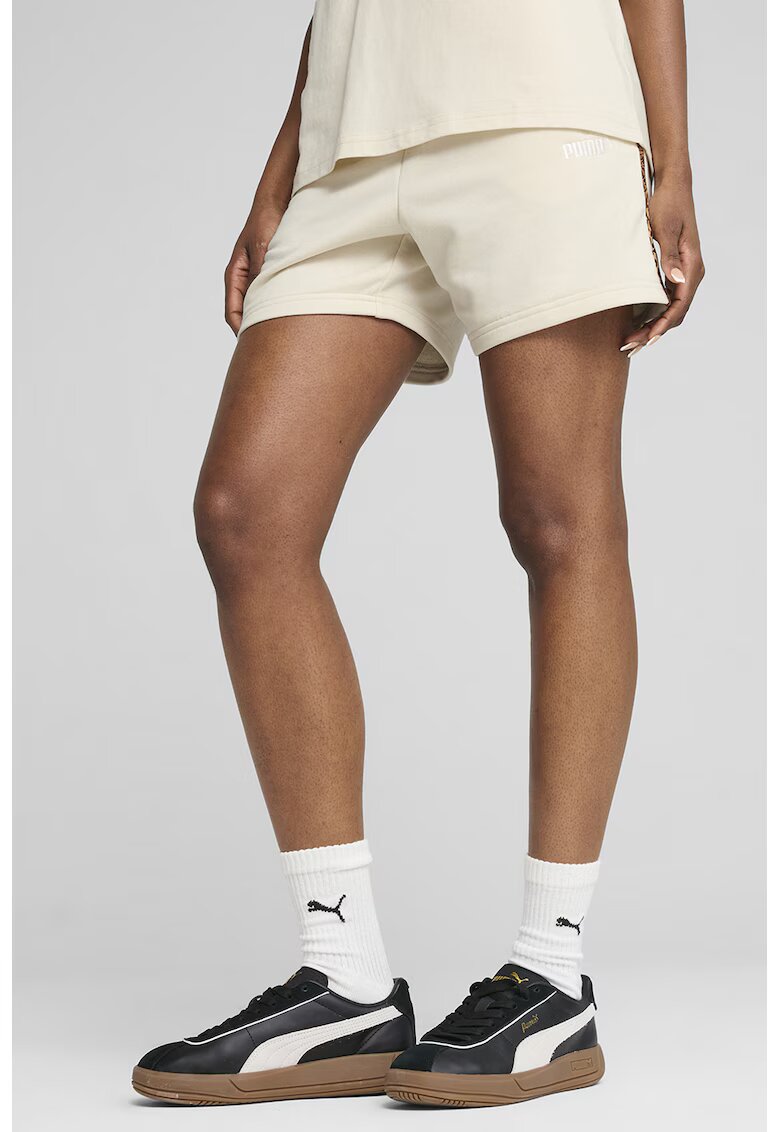 Puma Pantaloni scurti cu talie elastica si animal print - Crem