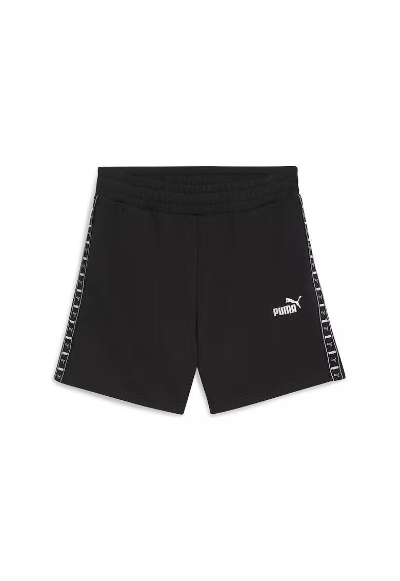 Puma Pantaloni scurti din amestec de bumbac cu benzi laterale cu logo - Negru