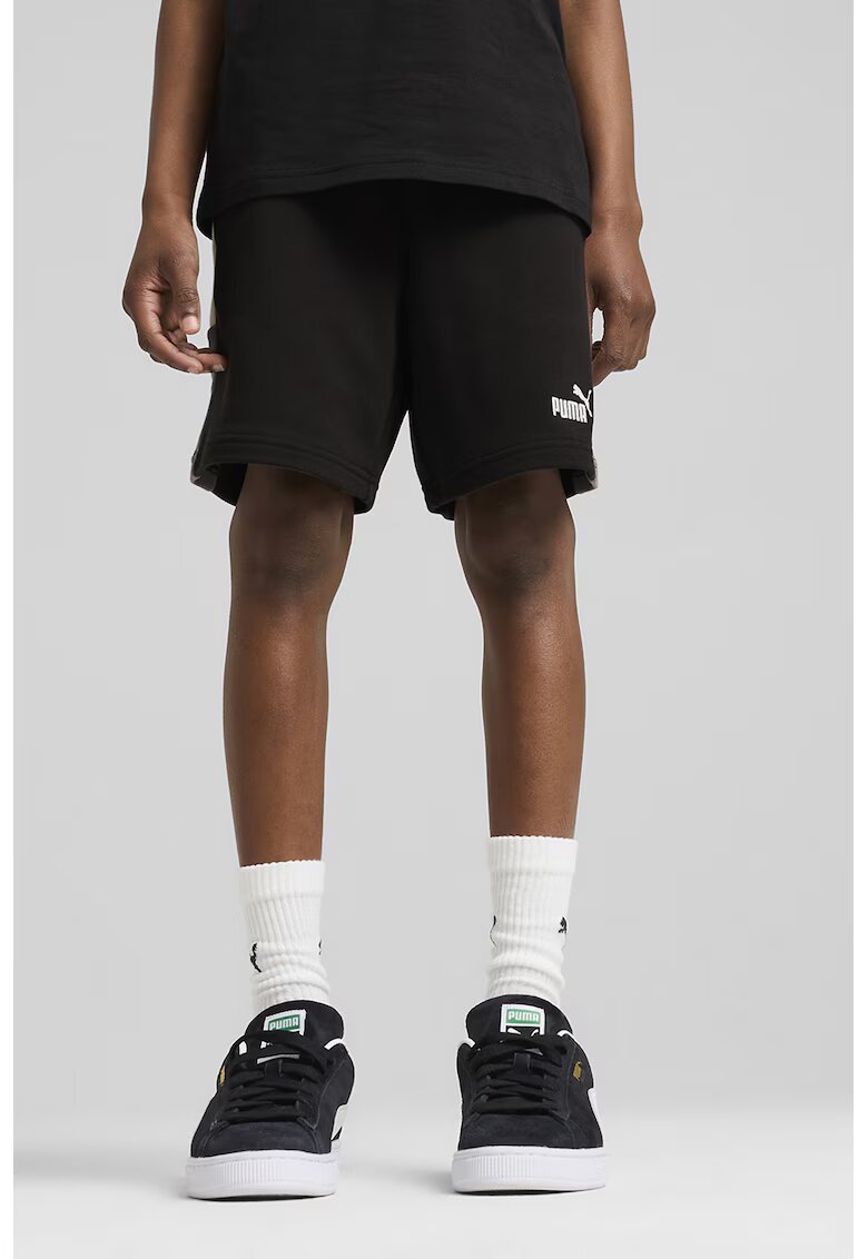 Puma Pantaloni scurti din amestec de bumbac cu logo - Alb/Negru