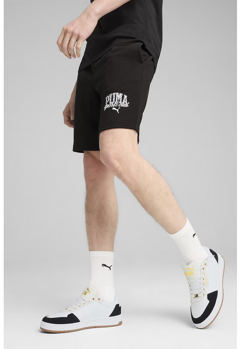 Puma Pantaloni scurti din amestec de bumbac cu logo - Negru