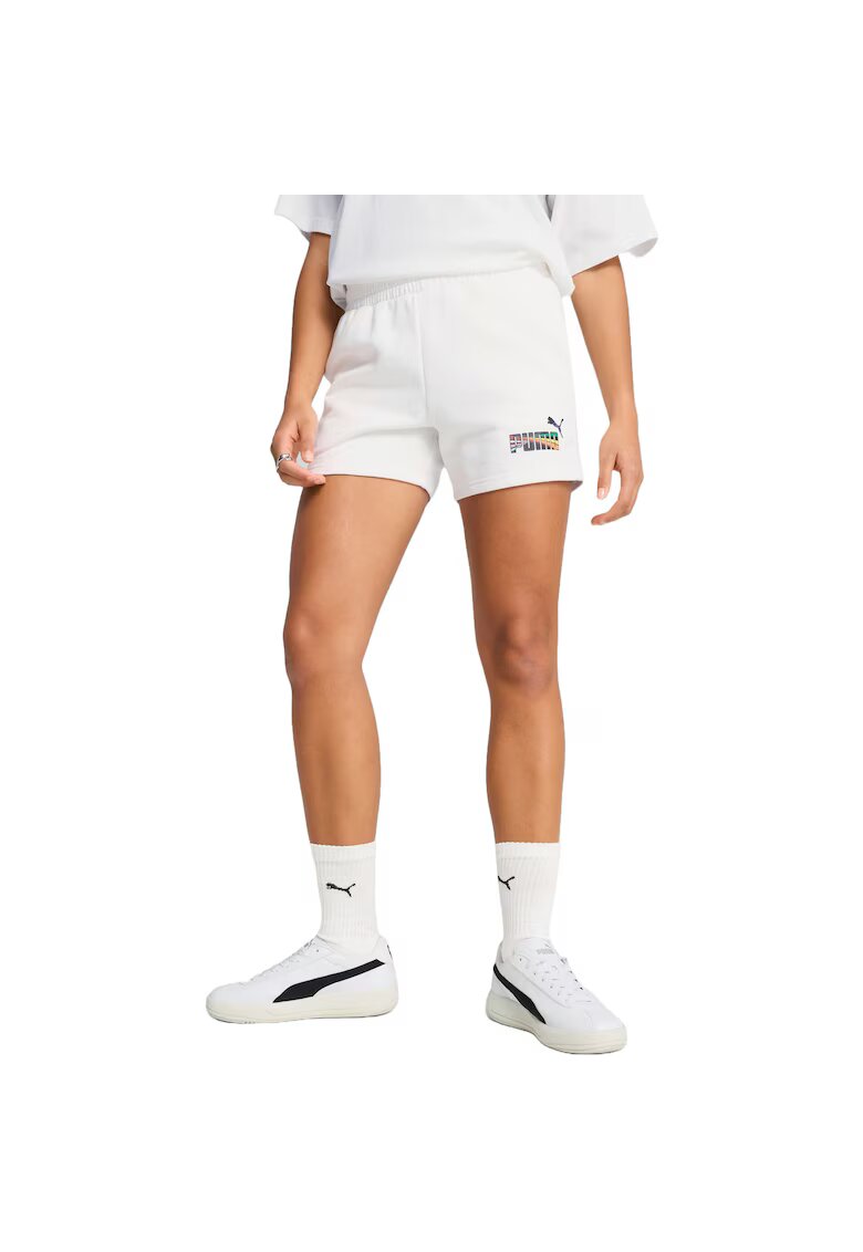 Puma Pantaloni scurti Love United cu talie medie 4 - Alb