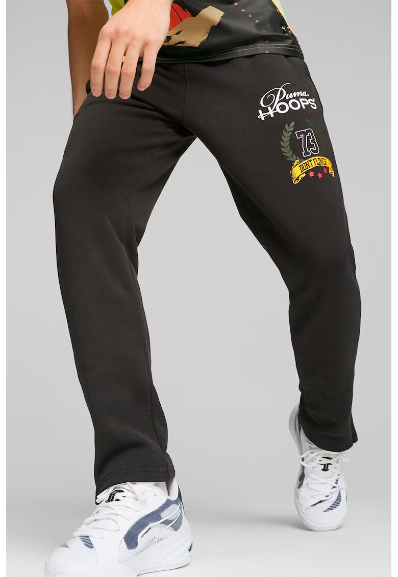 Puma Pantaloni sport cu terminatii cu fermoare Hoops - Negru