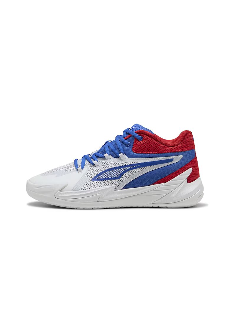Puma Pantofi cu detalii contrastante - pentru baschet The Dagger - Albastru royal/Alb optic/Rosu vermillion