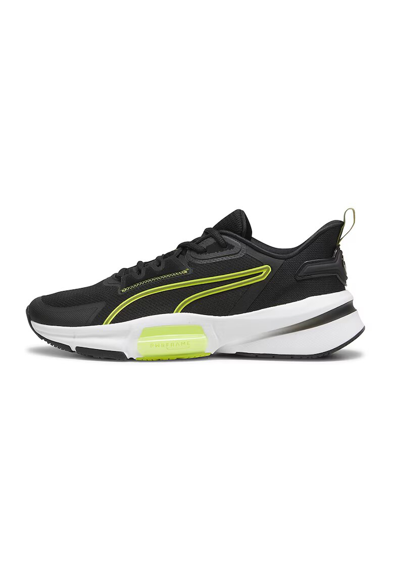 Puma Pantofi din material textil pentru fitness PWRFrame TR 3 - Negru/Verde lime