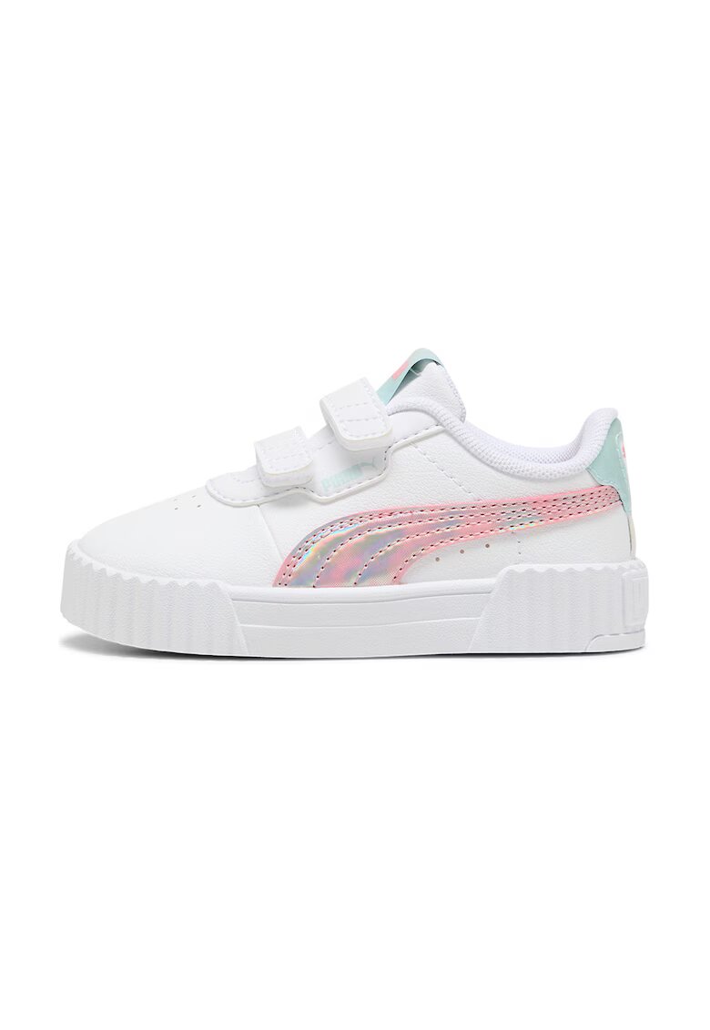 Puma Pantofi din piele ecologica cu velcro - Alb/Roz deschis/Verde menta