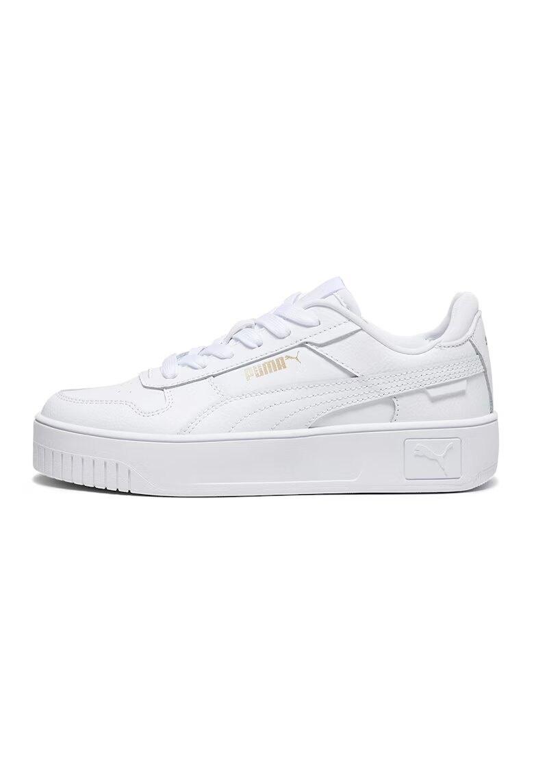 Puma Pantofi sport Carina Street Jr. de piele si piele ecologica - Alb/Alb optic/Transparent