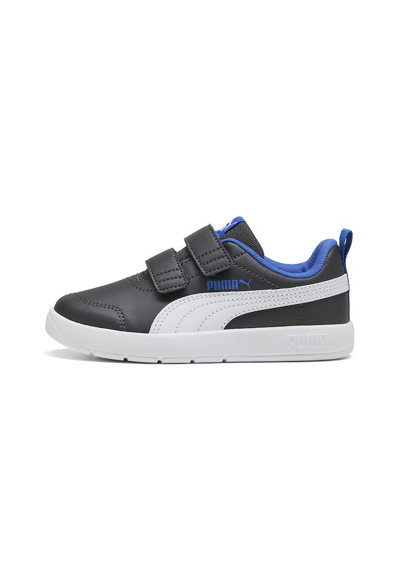 Puma Pantofi sport Courtflex V3 cu velcro - Alb/Negru/Albastru royal