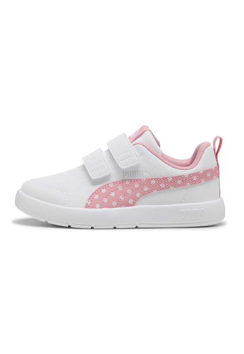 Puma Pantofi sport Courtflex V3 din piele ecologica cu garnitura cu buline - Alb/Roz