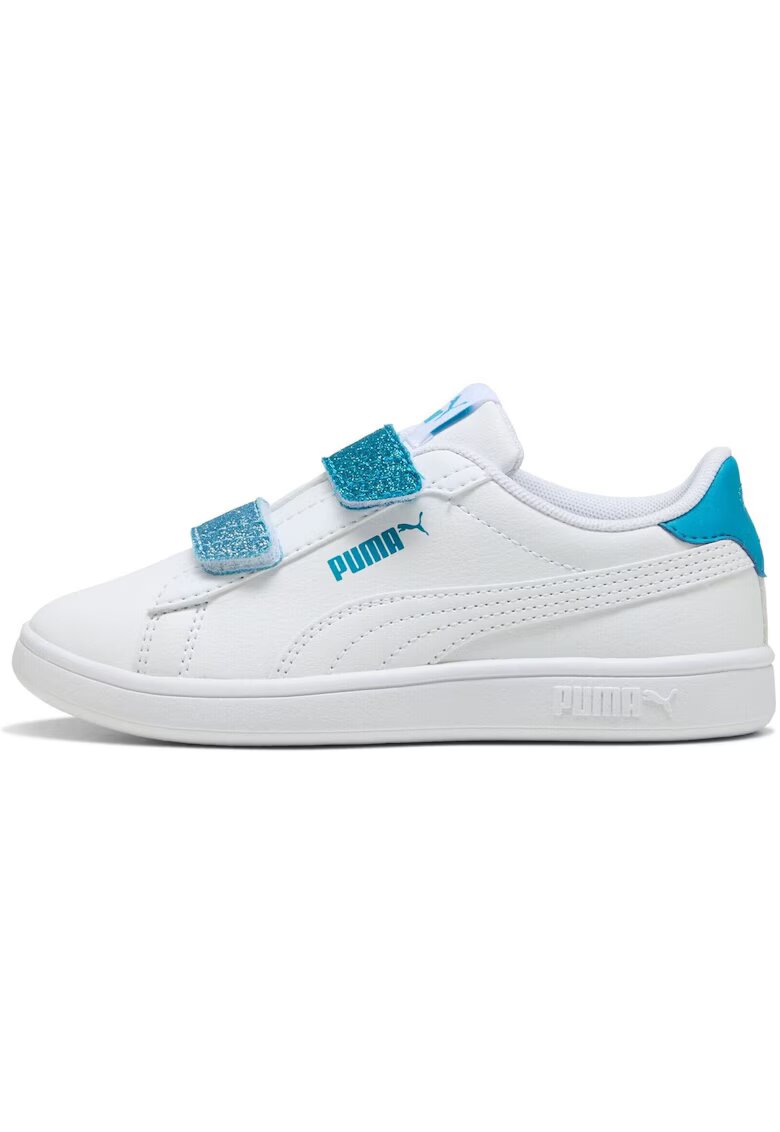 Puma Pantofi sport cu detalii contrastante si banda velcro stralucitoare Smash 3.0 - Alb