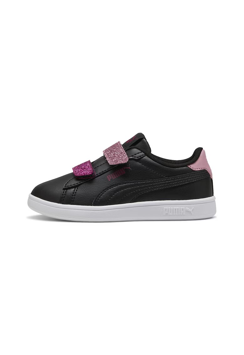 Puma Pantofi sport cu detalii contrastante si banda velcro stralucitoare Smash 3.0 - Negru/Roz prafuit/Violet pruna