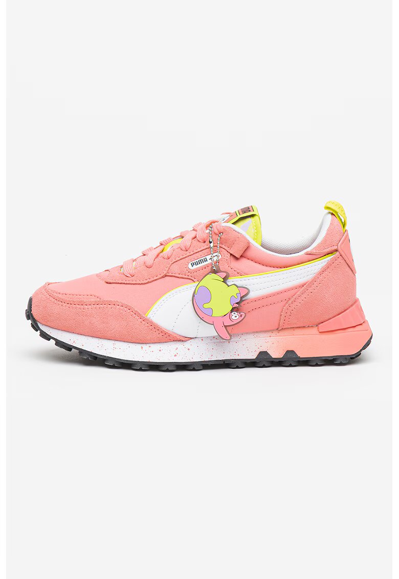 Puma Pantofi sport cu garnituri din piele intoarsa ecologica Rider FV Spongebob - Alb/Coral