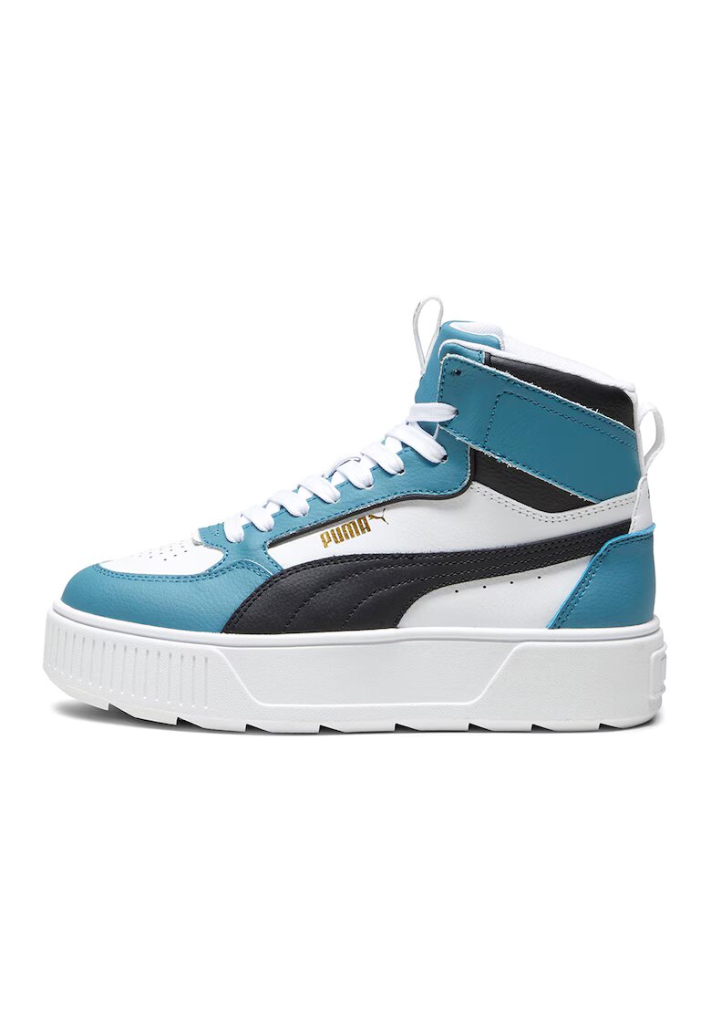 Puma Pantofi sport cu insertii de piele Karmen Rebelle - Alb/Negru/Albastru prafuit
