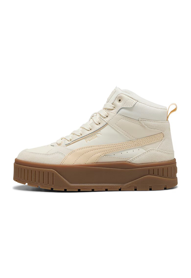 Puma Pantofi sport cu insertii din piele intoarsa Karmen II Idol - Alb fildes/Piersica