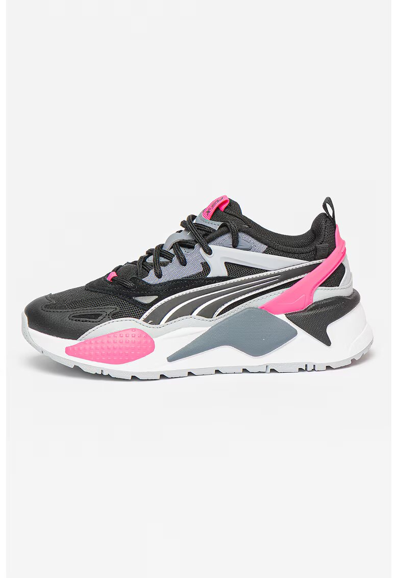 Puma Pantofi sport cu model colorblock si garnituri de piele intoarsa RS-X Efekt Turbo - Negru/Fucsia/Gri inchis