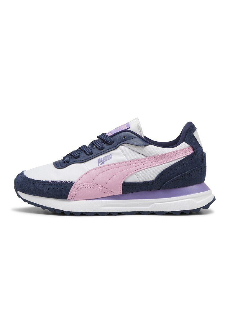 Puma Pantofi sport cu model colorblock si garnituri din piele Road Rider BTS - Alb/Roz/Bleumarin