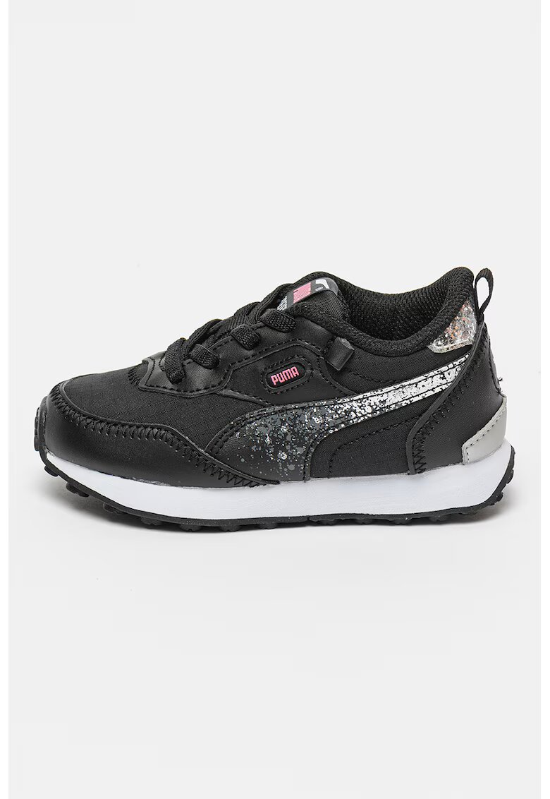 Puma Pantofi sport cu particule stralucitoare Rider FV - Negru/Argintiu