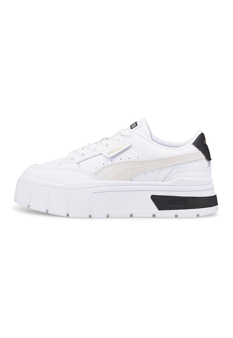 Puma Pantofi sport de piele cu garnituri de piele intoarsa Mayze Stack - Negru/Gri deschis/Alb optic