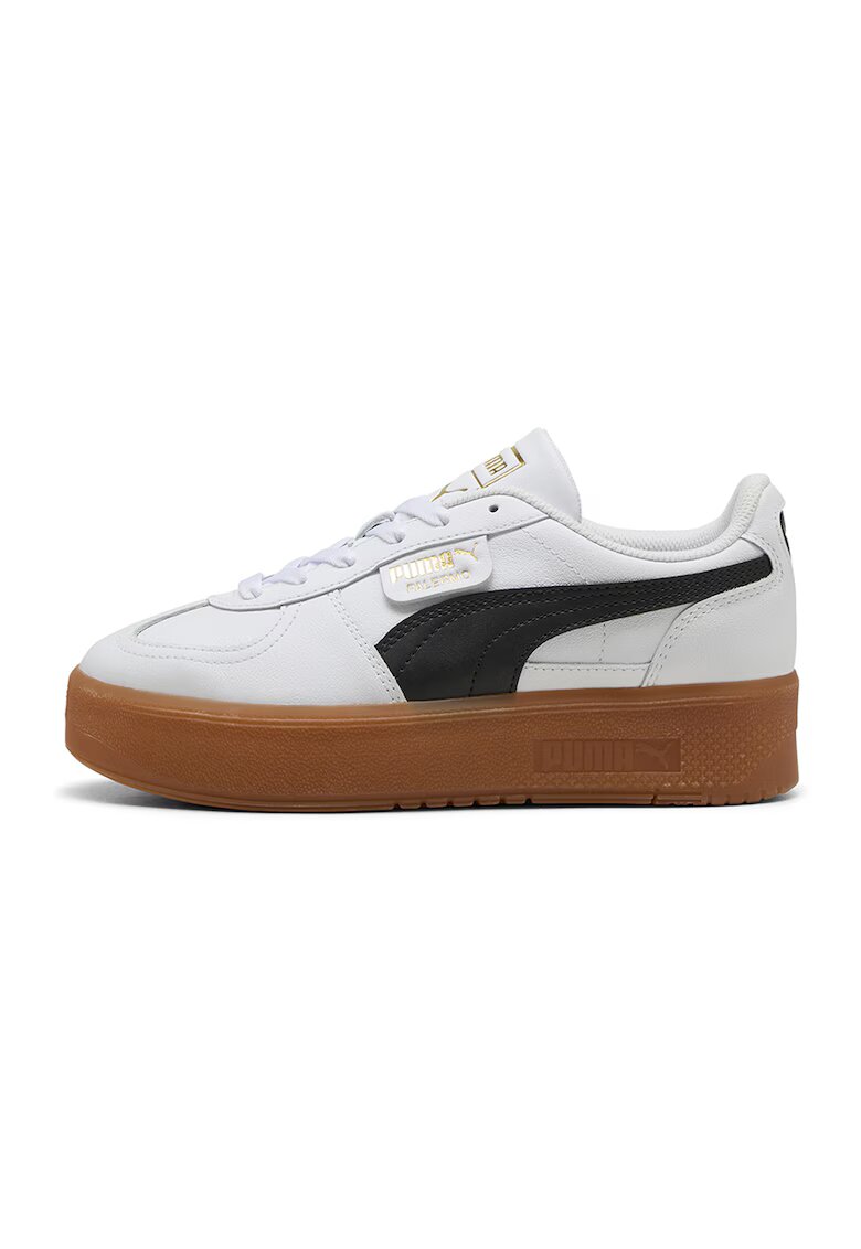 Puma Pantofi sport de piele cu logo Palermo - Alb/Negru