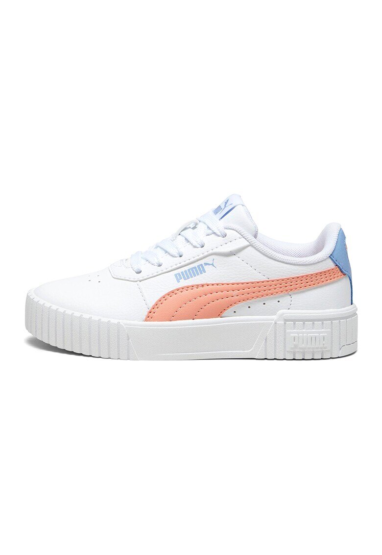 Puma Pantofi sport de piele ecologica Carina - Alb/Piersica