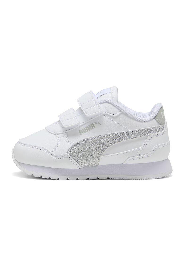 Puma Pantofi sport de piele ecologica cu captuseala stralucitoare - Gri/Alb optic/Argintiu