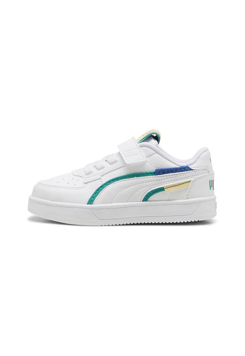 Puma Pantofi sport de piele ecologica cu velcro Caven 2.0 Ready - Alb/Verde
