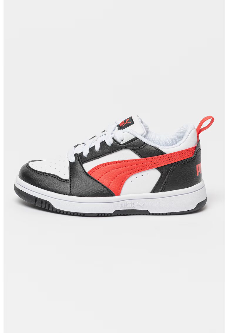 Puma Pantofi sport de piele ecologica Rebound V6 - Rosu/Alb/Negru