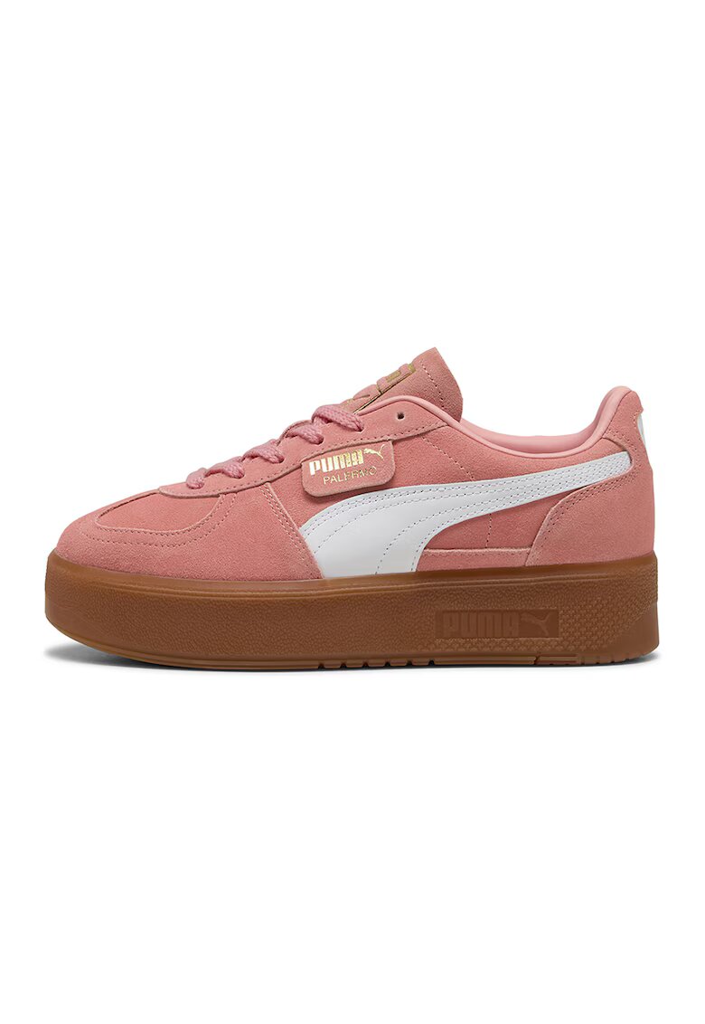 Puma Pantofi sport de piele intoarsa flatform Palermo Elevata - Alb/Auriu/Roz somon