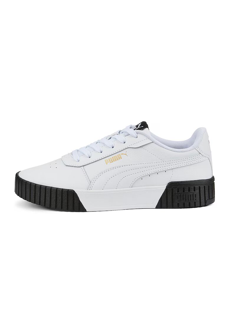 Puma Pantofi sport de piele si piele ecologica Carina 2.0 - Negru/Alb murdar