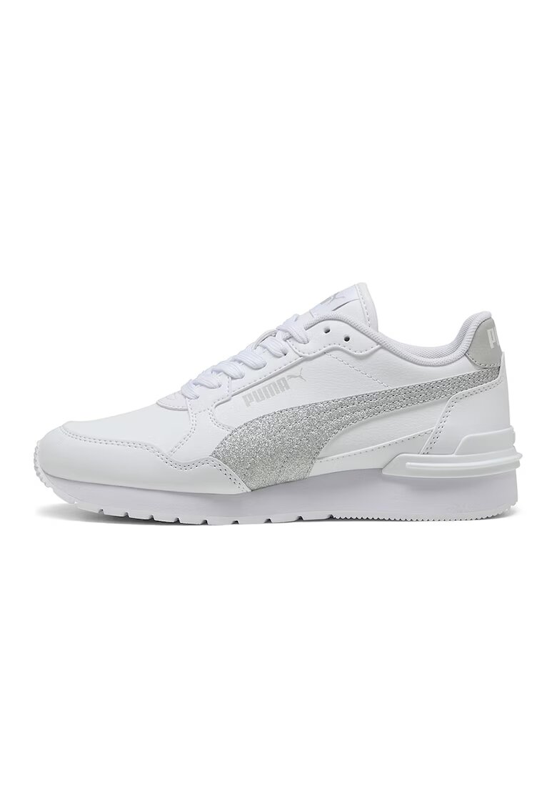 Puma Pantofi sport de piele si piele ecologica ST Runner v4 - Gri/Alb optic/Argintiu