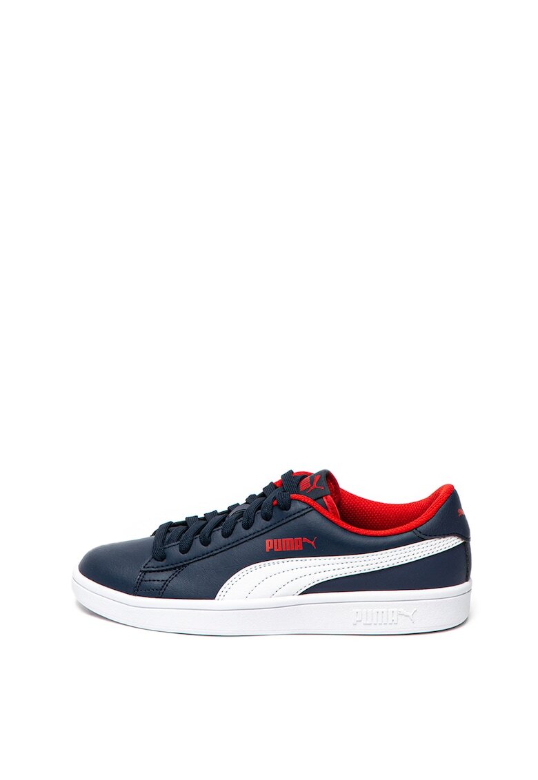 Puma Pantofi sport de piele Smash v2 - Rosu/Alb/Albastru inchis