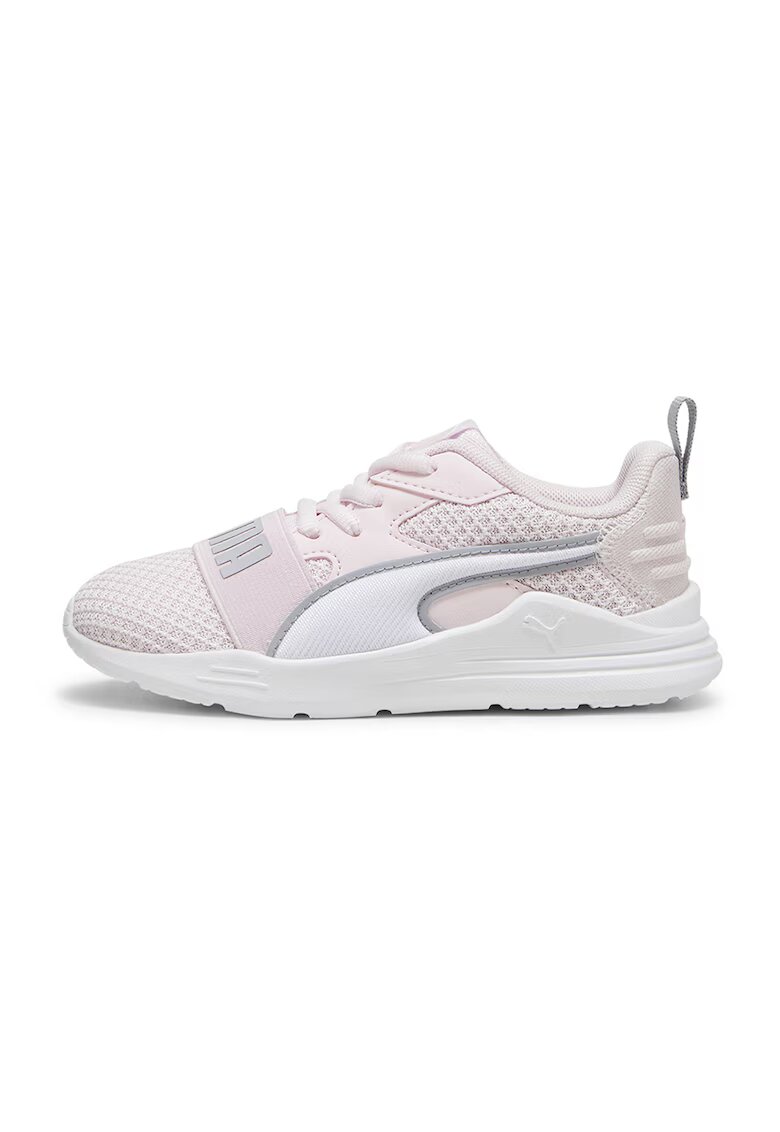 Puma Pantofi sport din material textil cu logo contrastant Wired Run - Alb/Gri/Roz pastel