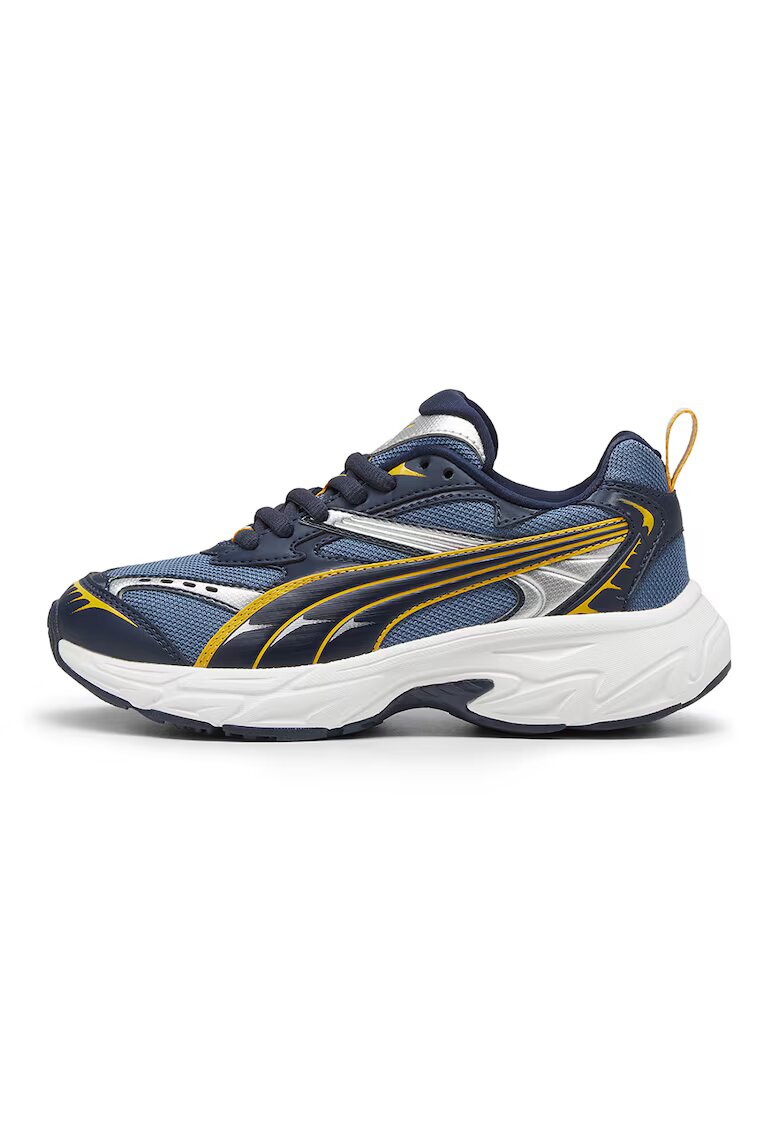 Puma Pantofi sport din piele ecologica cu garnituri din plasa Morphic Techie - Galben/Albastru inchis/Bleumarin