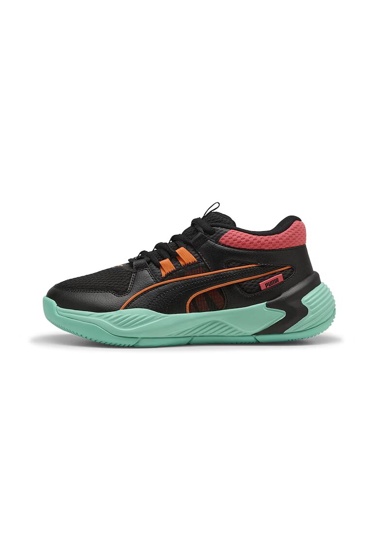 Puma Pantofi sport din piele ecologica cu insertii din plasa - pentru baseball Uproar JR - Rosu/Negru/Verde menta