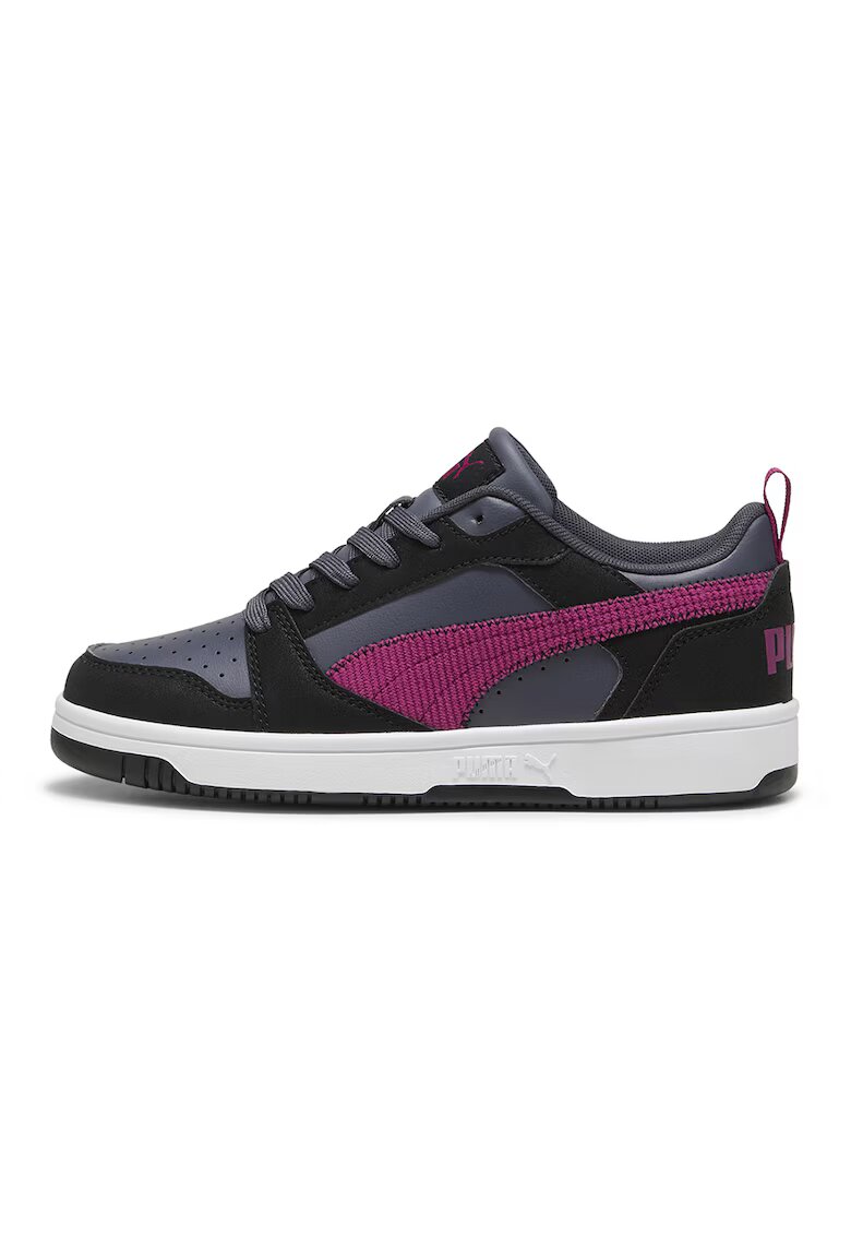 Puma Pantofi sport din piele ecologica Rebound V6 - Negru/Gri carbune/Albastru lavanda