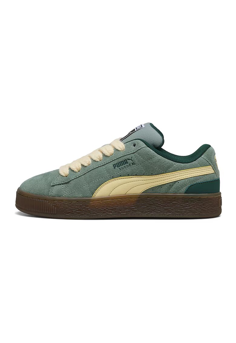 Puma Pantofi sport din piele intoarsa cu detalii contrastante - Verde/Galben pai