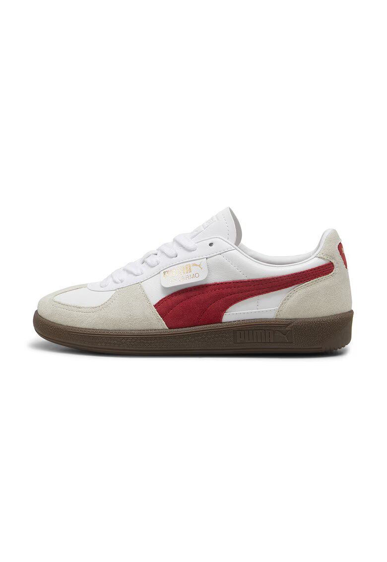 Puma Pantofi sport din piele intoarsa Palermo - Rosu/Alb/Grej