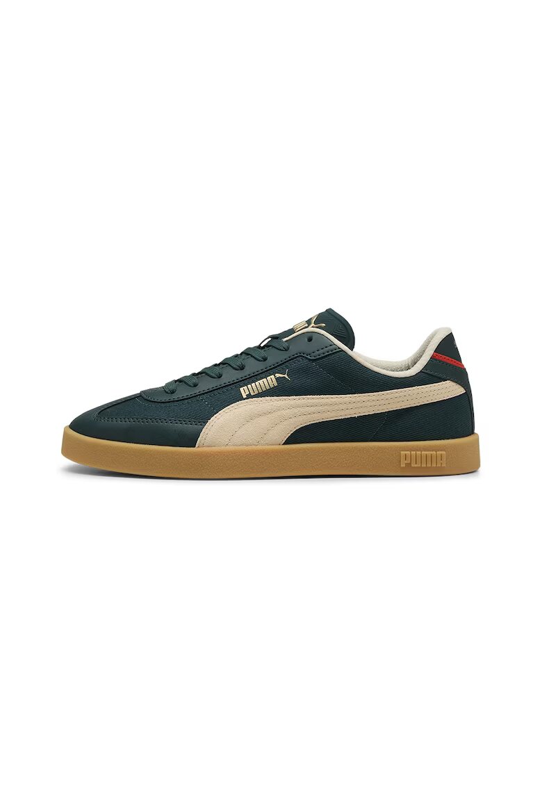 Puma Pantofi sport din piele si material textil Club II Era - Verde englez/Crem