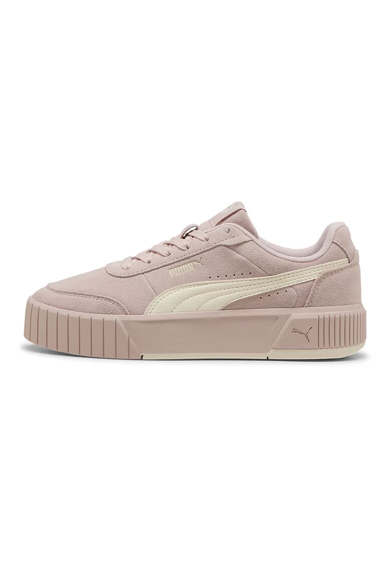 Puma Pantofi sport flatform Carina Mia de piele intoarsa cu garnituri de piele ecologica - Alb fildes/Roz prafuit